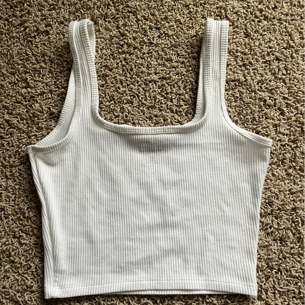 Hollister White Ribbed Tank Top